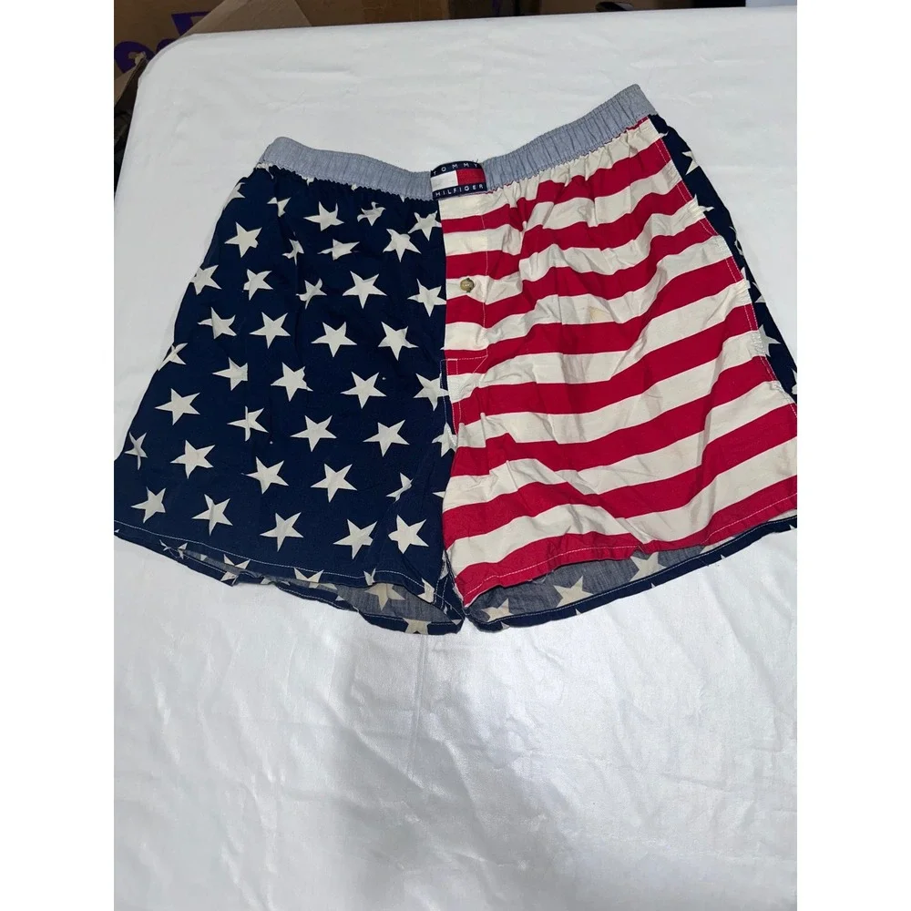 Tommy Hilfiger Mens American‎ Flag Stars and Stripes Cotton Boxers Large Vintage